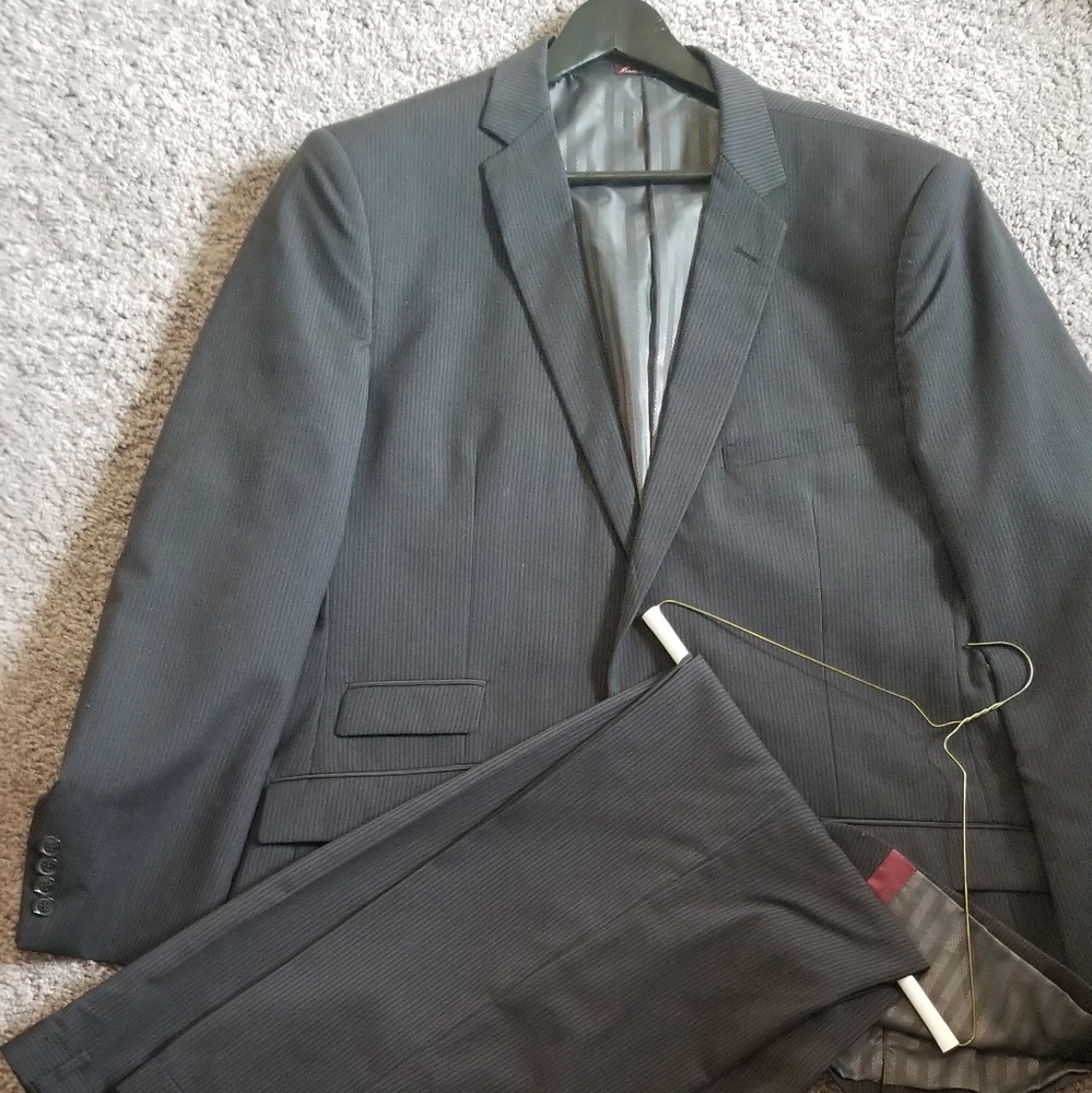 Grey pinstripe suit
